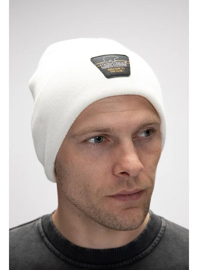 Bad Bear White Star Unisex Beanie.
