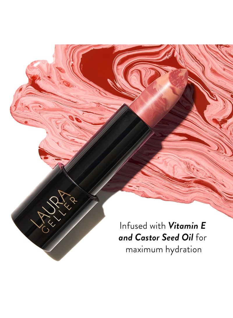 LAURA GELLER NEW YORK Italian Marble Sheer Lipstick Peach Bellini Hydrating and Lightweight Vitamin E and Caster Seed Oil Cream Finish - Image 2