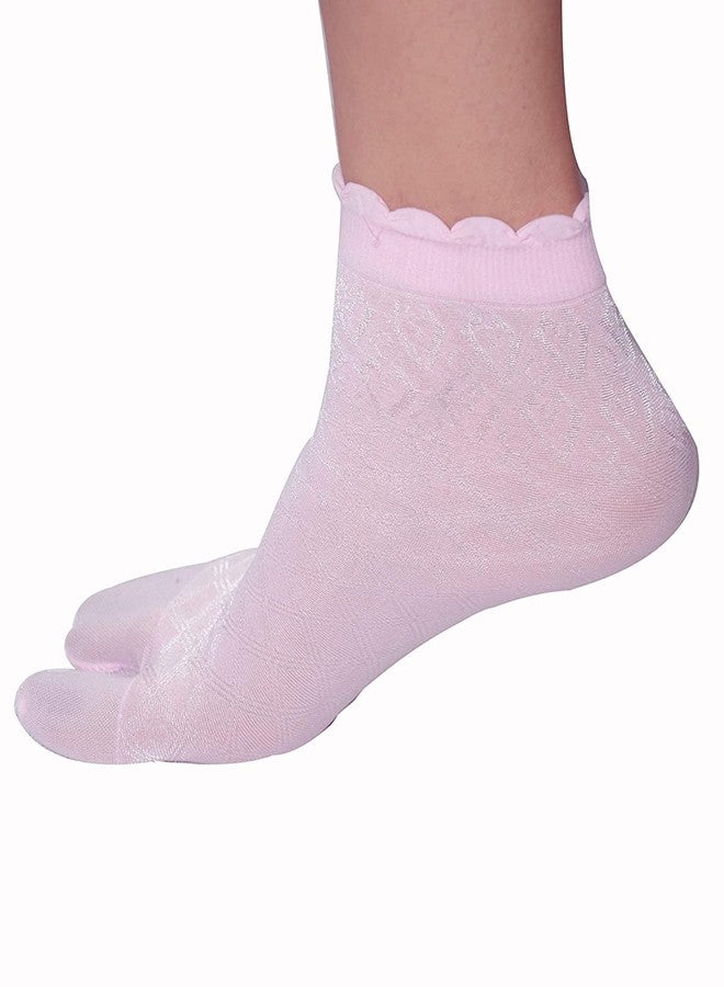 CLUZE Thin Socks For Girls - Women Breathable Thumb Ankle Length Socks (Pack Of 4) Free Size - Image 3