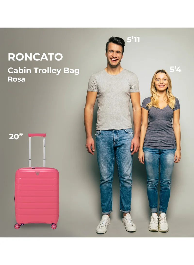 رونكاتو حقيبة ترولي رونكاتو مقاس  بوصة وردية بعجلات رباعية وقفل  ومادة  صلبة