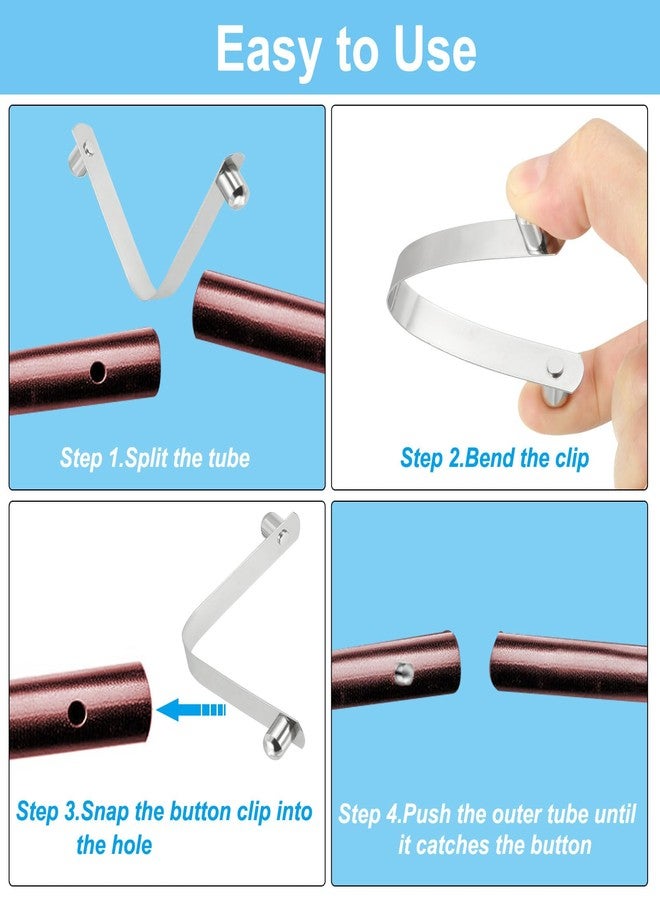 PATIKIL 10x8mm Kayak Paddle Snaps, 6 Pack Tent Pole Clips Steel V Shaped Double Pins Push Button Spring Clips Lock Tube Pole Clips for Camping Awning - Image 4