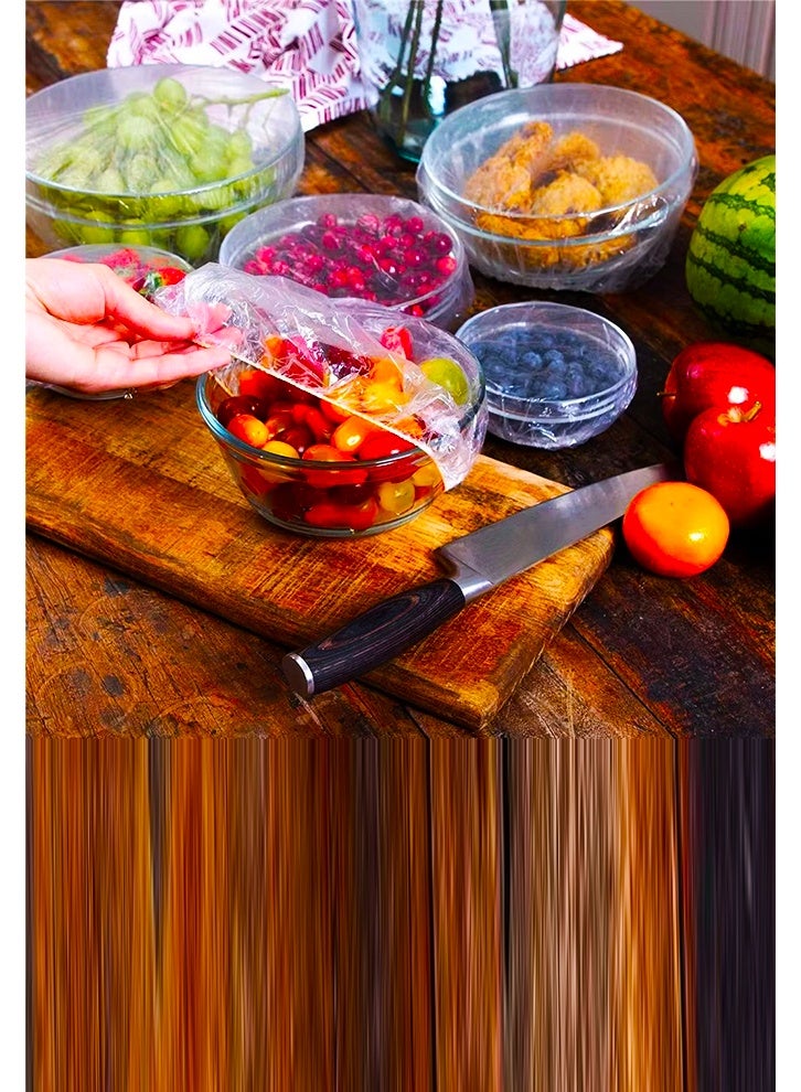 SAKOON 100 PCS Disposable Elastic Food Covers, Stretch Plastic Food Storage Covers, Fresh Keeping Bags, Transparent Bowl & Plate Covers, Cling Film Food Wrap for Containers, Fridge & Kitchen Food Saver - Image 3