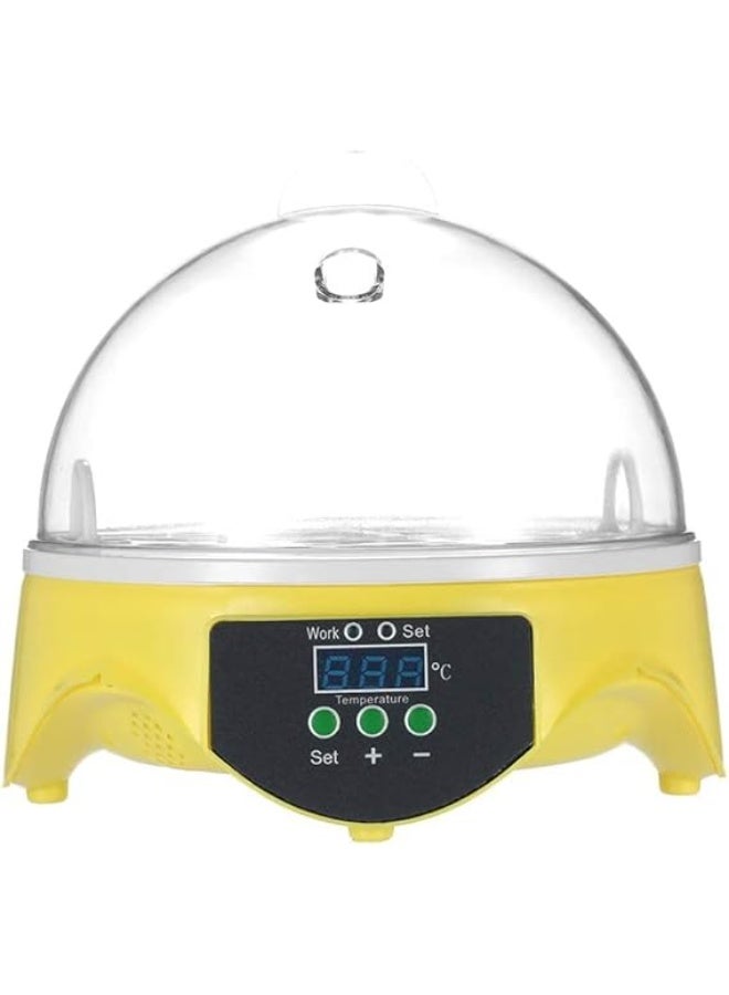 VITION Egg Incubator 7 Eggs Mini Digital Hatcher Transparent Eggs Hatching Machine Automatic Temperature Control for Chicken Duck Bird Eggs AC220V (Yellow) - Image 5