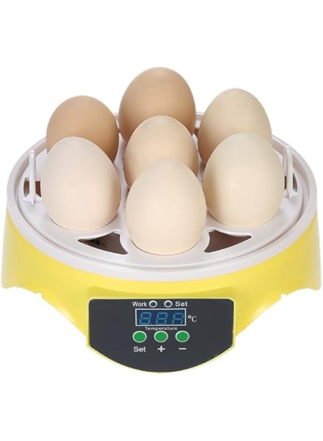 VITION Egg Incubator 7 Eggs Mini Digital Hatcher Transparent Eggs Hatching Machine Automatic Temperature Control for Chicken Duck Bird Eggs AC220V (Yellow) - Image 2