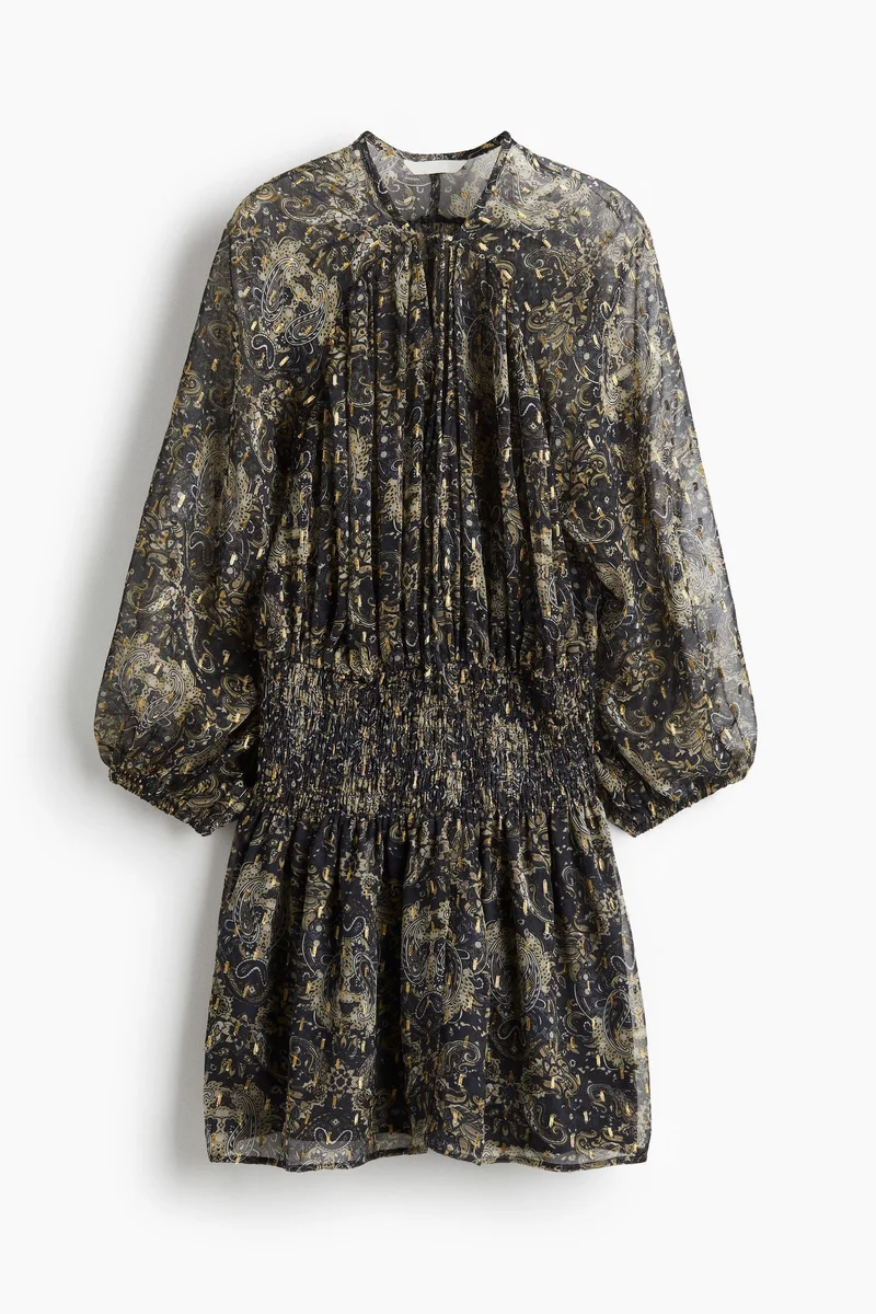 اتش اند ام فستان شيفون مزين بدرزات مجمعة