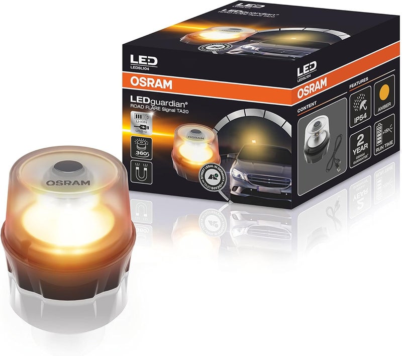 OSRAM LEDguardian ROAD FLARE Signal TA20, LEDSL104, rechargeable magnetic LED warning light, 2000K, applicable in emergency situations in road traffic Budget global standard quality - Image 1