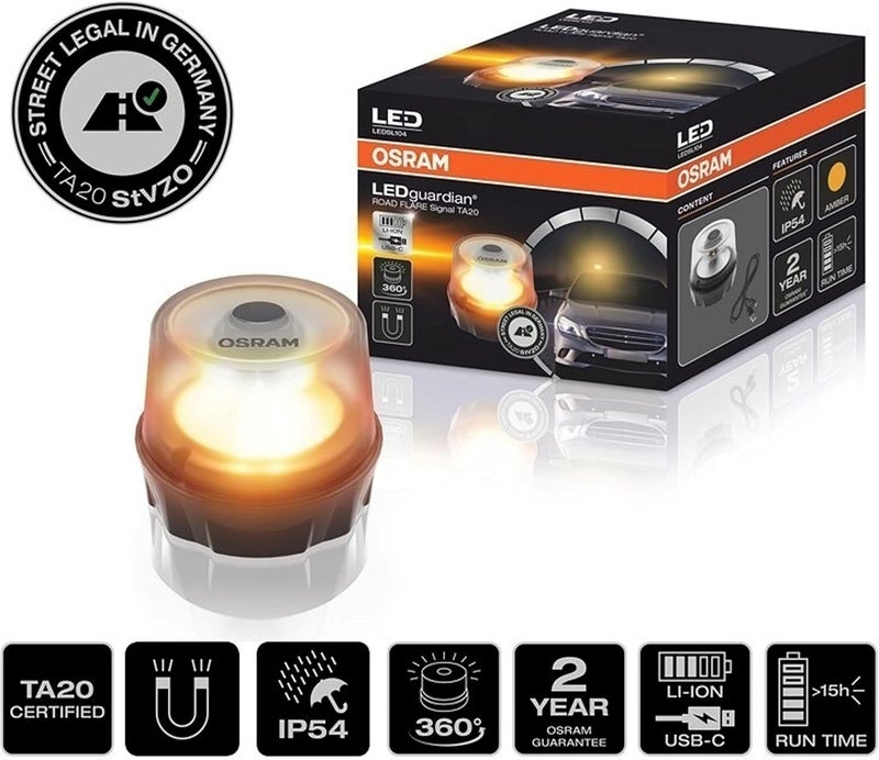 OSRAM LEDguardian ROAD FLARE Signal TA20, LEDSL104, rechargeable magnetic LED warning light, 2000K, applicable in emergency situations in road traffic Budget global standard quality - Image 3