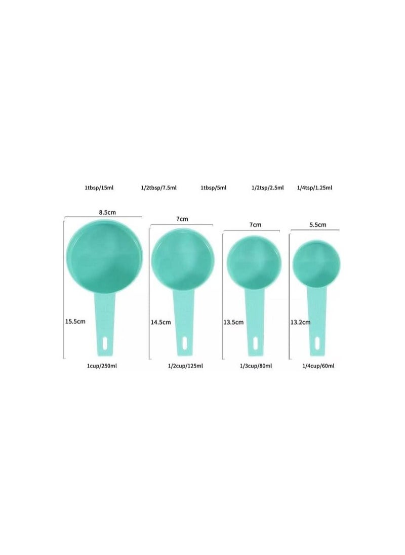 MahMir - 9 Piece Measuring Cups and measuring spoons set, Great for Dry and Liquid Ingredients, Small Teaspoon with Plastic Head . ( Mint Green ) - Image 1