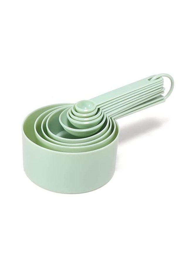 MahMir - 9 Piece Measuring Cups and measuring spoons set, Great for Dry and Liquid Ingredients, Small Teaspoon with Plastic Head . ( Mint Green ) - Image 1