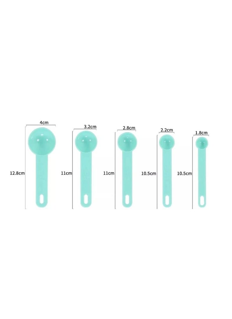 MahMir - 9 Piece Measuring Cups and measuring spoons set, Great for Dry and Liquid Ingredients, Small Teaspoon with Plastic Head . ( Mint Green ) - Image 1
