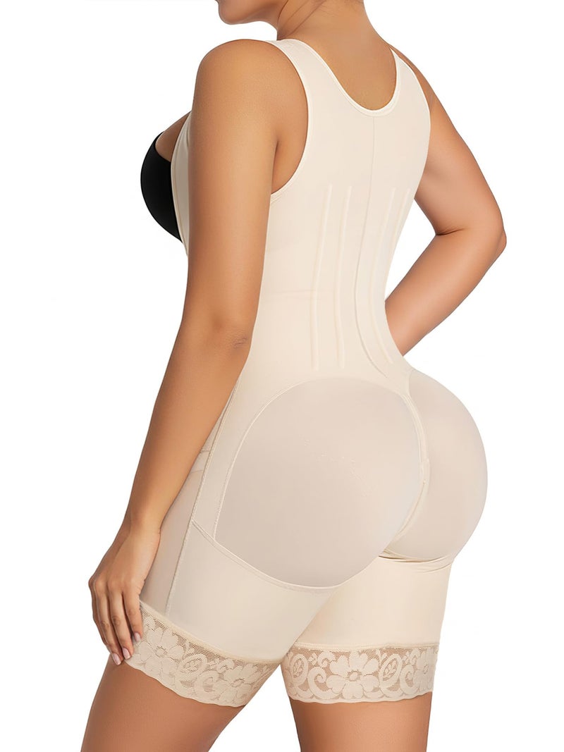 SHAPERX Fajas Colombianas Shapewear for Women Tummy Control Body Shaper Postpartum Hip Enhancer with Zipper and Hooks,SZ7307-Beige-2XL - Image 2