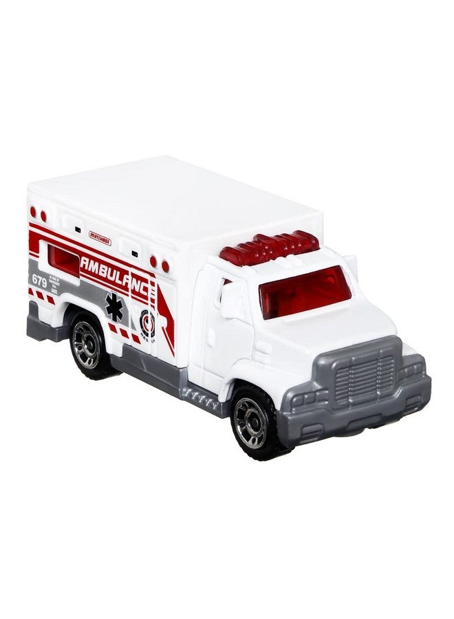 Matchbox Hitch & Haul Die-cast Vehicle Playset - Fire Rescue ~ 6 Piece Set ~ Hazmat Response Truck and Ambulance ~ Includes Firefighters, Billboard Sign and 2 Safety Barriers - Image 3