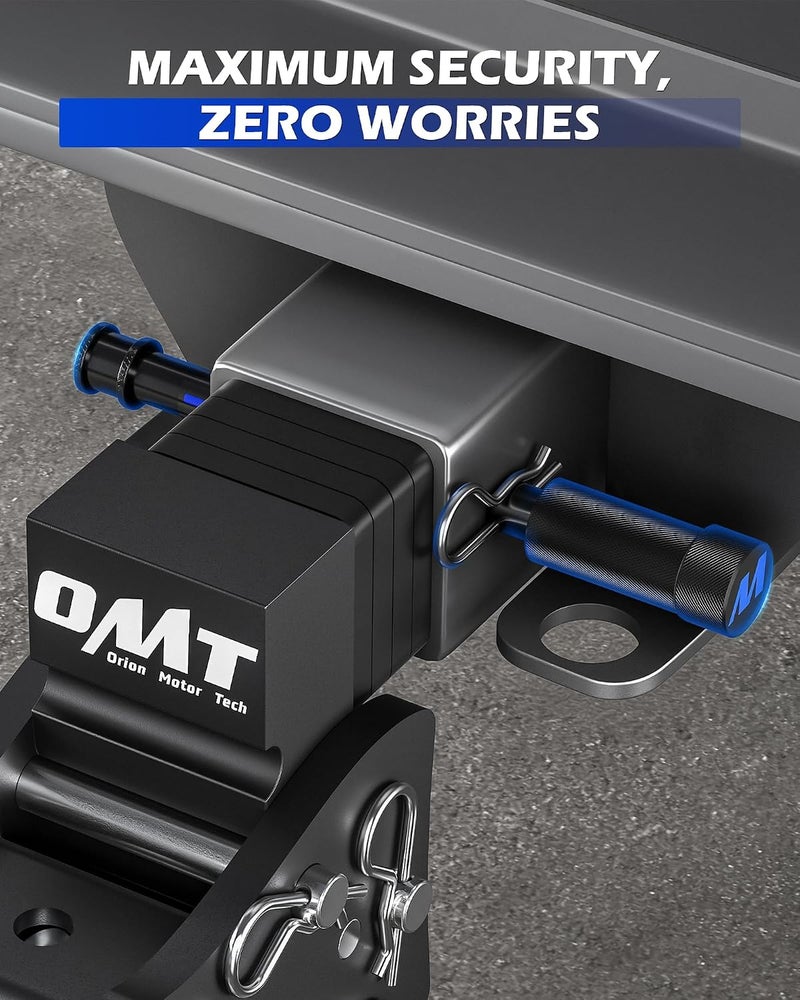 Orion Motor Tech دبوس قفل المقطورة من ، يناسب مستقبلات 2" و2.5" و3" و3.5" مع قفل مقطورة بقطر 5/8"، دبوس قفل مقطورة فولاذي مضاد للسرقة مع مفتاح للفئة V وIV وIII، دبوس قفل مقطورة مضاد للاهتزاز مع حلقات O - Image 2