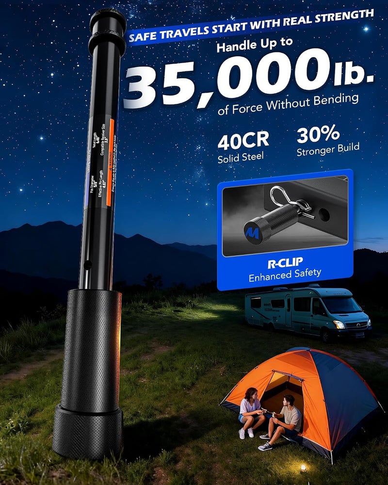Orion Motor Tech دبوس قفل المقطورة من ، يناسب مستقبلات 2" و2.5" و3" و3.5" مع قفل مقطورة بقطر 5/8"، دبوس قفل مقطورة فولاذي مضاد للسرقة مع مفتاح للفئة V وIV وIII، دبوس قفل مقطورة مضاد للاهتزاز مع حلقات O - Image 4