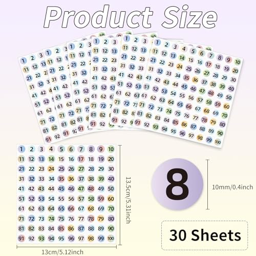 STARLIBOO 3000Pcs Consecutive Number Stickers, 0.4 inch Small Round Numbered Stickers, 1 to 100 Vinyl Consecutive Number Labels for Storage/Organizing/Boxes/Indoor/Outdoor(Gradient Color) - Image 2