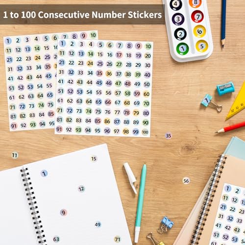 STARLIBOO 3000Pcs Consecutive Number Stickers, 0.4 inch Small Round Numbered Stickers, 1 to 100 Vinyl Consecutive Number Labels for Storage/Organizing/Boxes/Indoor/Outdoor(Gradient Color) - Image 4