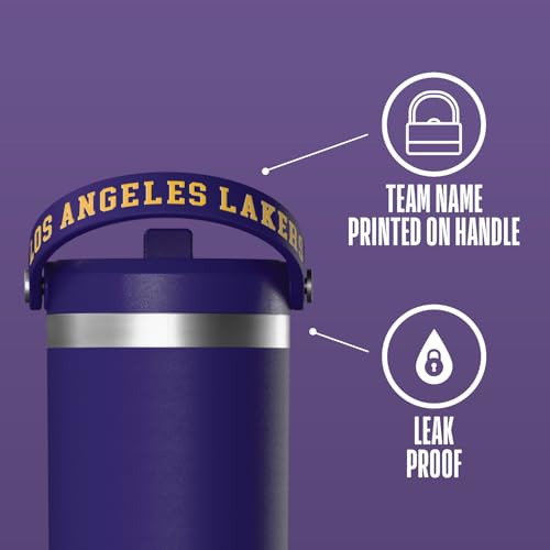 Hydrapeak x NBA Officially Licensed Los Angeles Lakers 32 oz Nomad Tumbler with Handle and Straw Lid, Leakproof Stainless Steel Water Bottle - Image 3