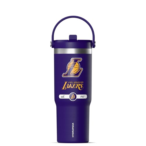 Hydrapeak x NBA Officially Licensed Los Angeles Lakers 32 oz Nomad Tumbler with Handle and Straw Lid, Leakproof Stainless Steel Water Bottle - Image 1