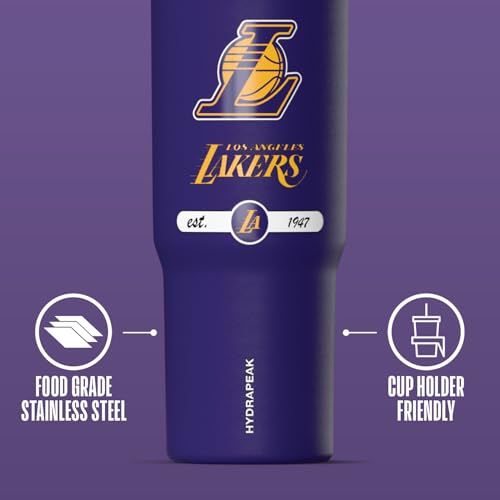Hydrapeak x NBA Officially Licensed Los Angeles Lakers 32 oz Nomad Tumbler with Handle and Straw Lid, Leakproof Stainless Steel Water Bottle - Image 4