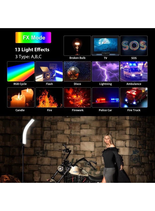 sirui ضوء الفيديو القابل للانحناء SIRUI B25RD RGB، ضوء لوحة LED للإضاءة في التصوير الفوتوغرافي الاستوديو، قابل للتعديل 360° بألوان كاملة، 2700-8500K، تصميم سريع الإطلاق، بطارية/تيار مستمر، تحكم عبر اللوحة/التطبيق - Image 5
