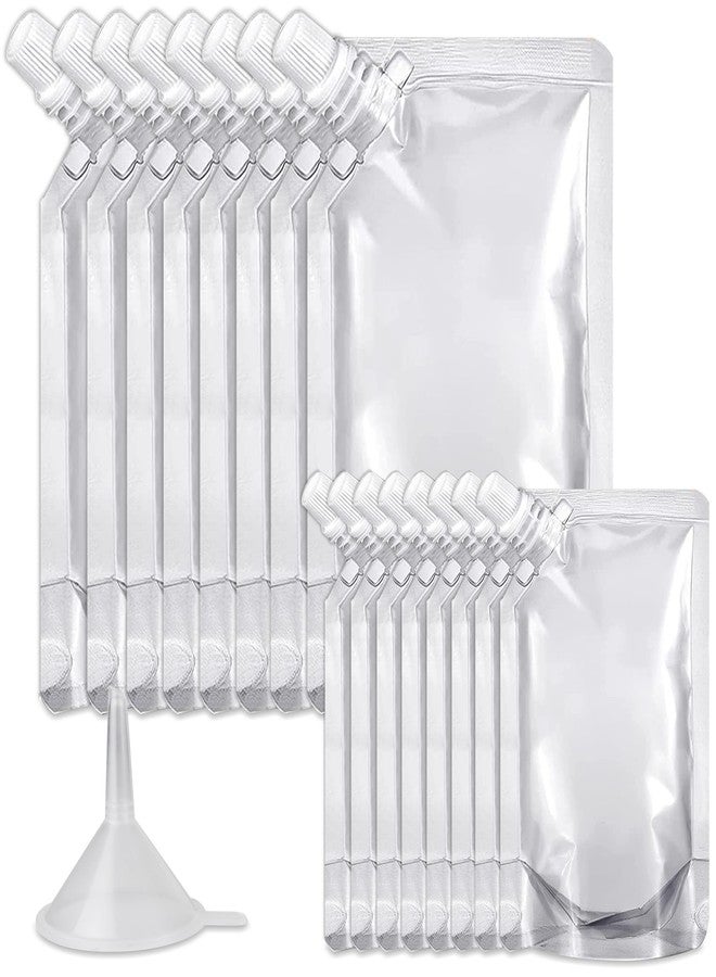 AIDOIT قوارير بلاستيكية، أكياس عصير قابلة لإعادة الاستخدام لحفظ المشروبات في الرحلات البحرية (17 قطعة، 8 أونصة × 8، 16 أونصة × 8، طقم قمع) - Image 1