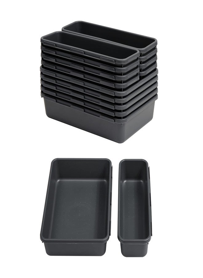 Gonice 13 PCS Drawer Organizer Tray, Interlocking Office Desk Drawer Storage, Black Plastic Organizer Bins for Office Supplies and Tools, Desk Drawer Organizer for Bathroom and Kitchen - Image 1