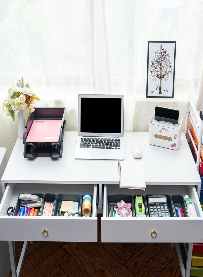 Gonice 13 PCS Drawer Organizer Tray, Interlocking Office Desk Drawer Storage, Black Plastic Organizer Bins for Office Supplies and Tools, Desk Drawer Organizer for Bathroom and Kitchen - Image 4