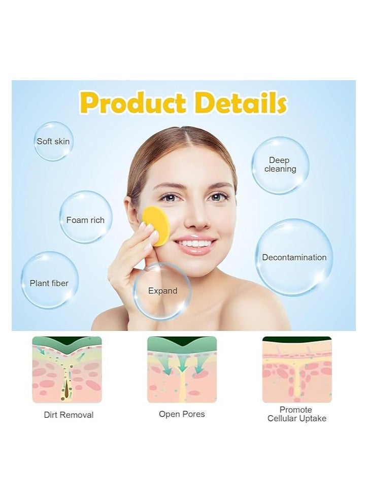 MIRFA Facial Compressed Cellulose Sponge Pads - Round - 20 Pcs - Face Cleansing and Exfoliating Sponges, Reusable, Makeup and Mask Remover  - Image 3