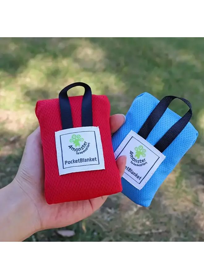 Ultra Thin Sand Proof Portable Folding Beach Blanket With Carry Pocket For Camping Red - Image 5