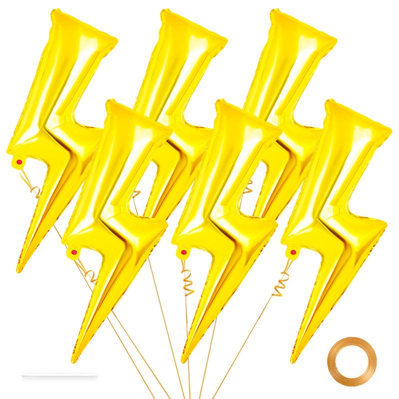 YOTHORN 6 Pcs Large Lightning Balloons,36 Inch Lightning Bolt Foil Balloons,Flash Balloon for Party,Bolt Shape Foil Balloon for Birthday Party Wedding Baby Shower Boys Electric Supplies (Yellow) - Image 1