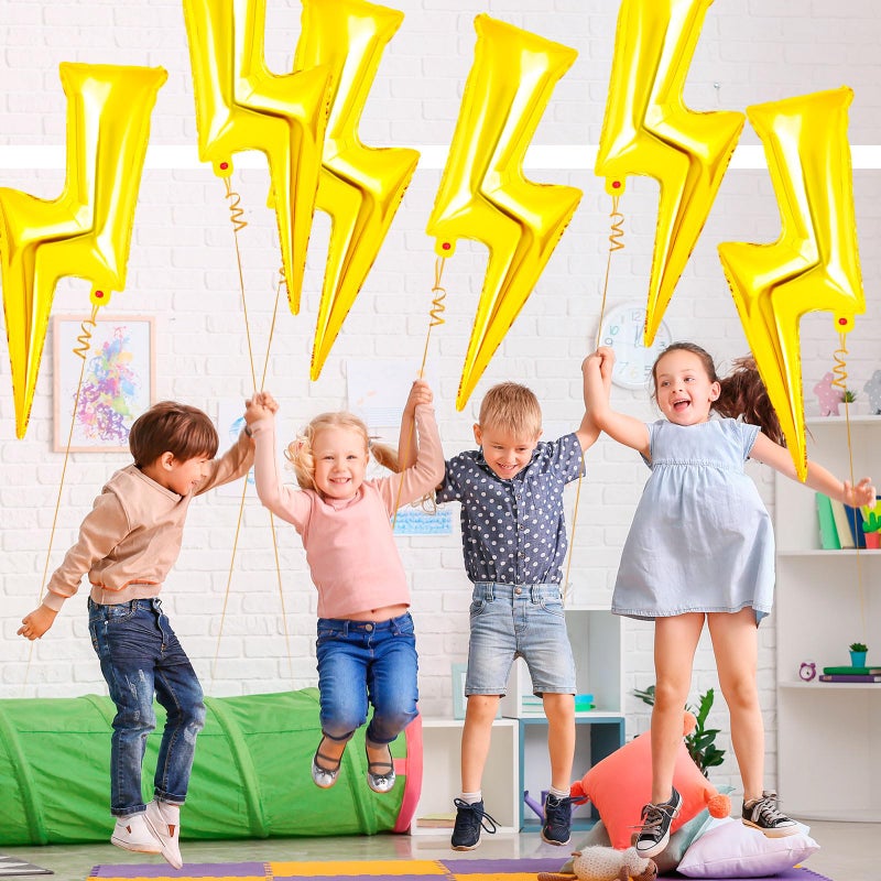 YOTHORN 6 Pcs Large Lightning Balloons,36 Inch Lightning Bolt Foil Balloons,Flash Balloon for Party,Bolt Shape Foil Balloon for Birthday Party Wedding Baby Shower Boys Electric Supplies (Yellow) - Image 3