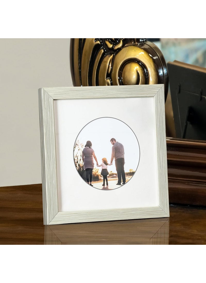 Art Street - Art Street Engineered Wood Elegant Designed White Individual Photo Frame With Round Mat, Wall Mount Home Decor, Office, Bedroom, Living Room, Table Decorative (8x8 Matted To 5x5 Inch) - Image 1