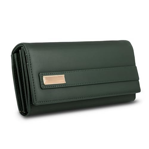 ALSU Women's Hand Wallet Purse Clutch | Phone Pocket | Coin Compartment | Credit Card Slots| Zipper Pocket| Office use| Casual use| Faux Leather (Green) - Image 1
