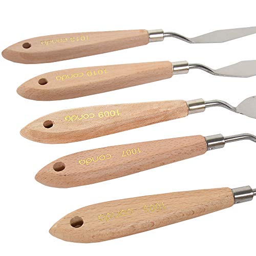 CONDA 11 Piece Stainless Steel Spatula Palette Knife Professional Palette Knife Painting Wood Handle - Image 3