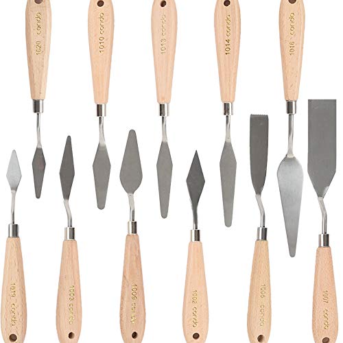 CONDA 11 Piece Stainless Steel Spatula Palette Knife Professional Palette Knife Painting Wood Handle - Image 2