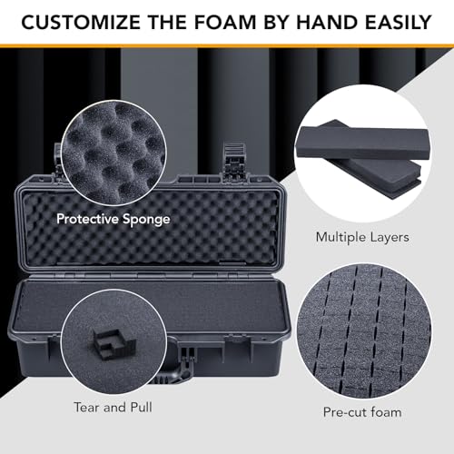 Lykus HC-4220 Waterproof Hard Case with Customizable Foam Insert, Interior Size 16.81x5.35x4.8 in, Suitable for long slim items - Image 2