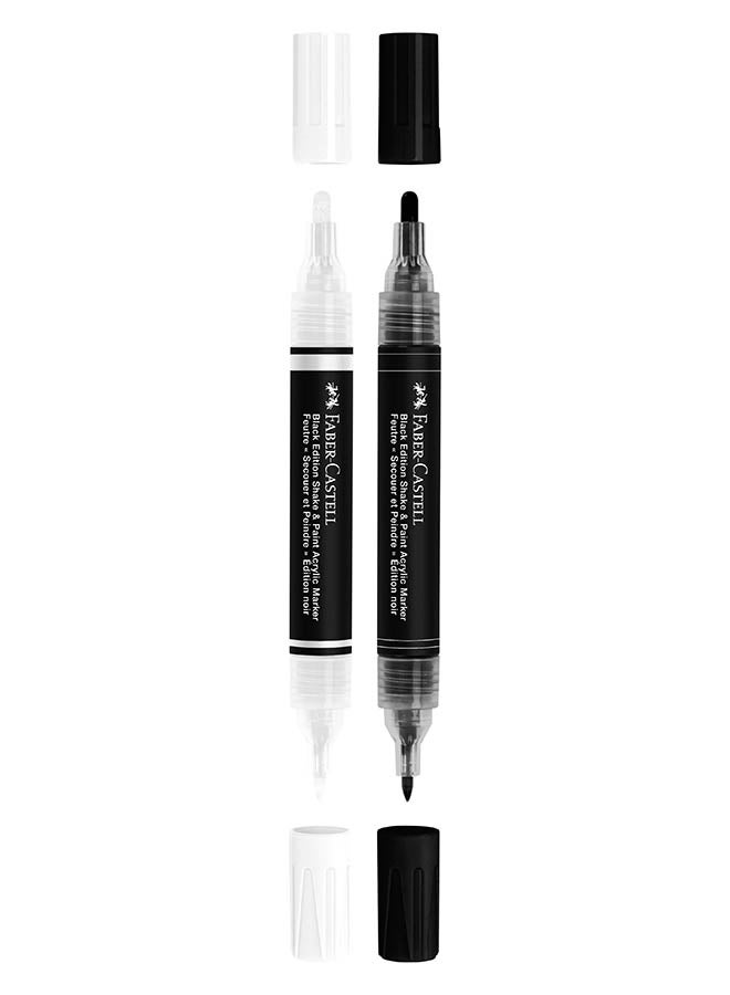 FABER-CASTELL BE Shake&Paint Acrylic Markers set of 2 BW - Image 1