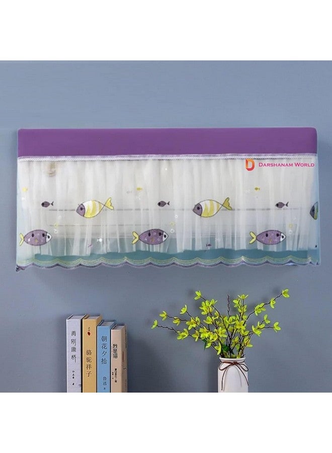DARSHANAM WORLD Premium Work Indoor AC Dust Protection Cover Dust Proof Washable AC Cover for All Season Open Type Running Mode AC Cover 1.5 Ton (38 X 12 X 9 inch ) (PURPLE FISH) - Image 1