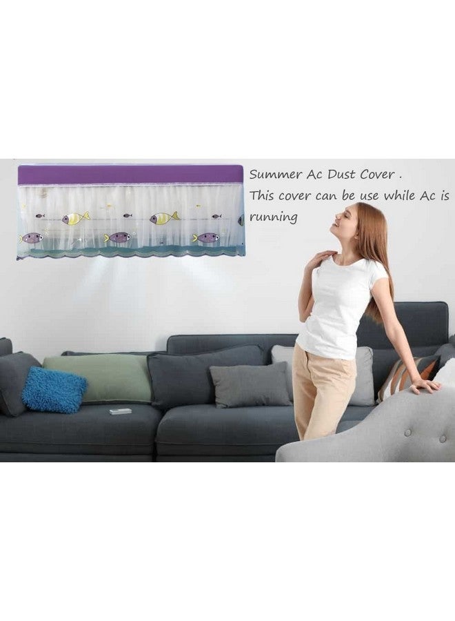 DARSHANAM WORLD Premium Work Indoor AC Dust Protection Cover Dust Proof Washable AC Cover for All Season Open Type Running Mode AC Cover 1.5 Ton (38 X 12 X 9 inch ) (PURPLE FISH) - Image 5