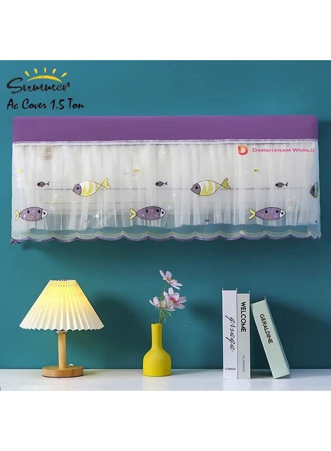 DARSHANAM WORLD Premium Work Indoor AC Dust Protection Cover Dust Proof Washable AC Cover for All Season Open Type Running Mode AC Cover 1.5 Ton (38 X 12 X 9 inch ) (PURPLE FISH) - Image 2