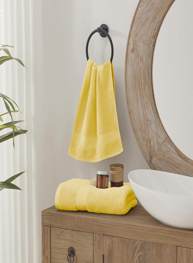 COZYART مناشف يد صفراء من كوزي آرت للحمام، 4 قطع، 13 × 30 بوصة، مصنوعة من القطن الخالص 100%، فائقة النعومة، عالية الامتصاص، متينة، 650 غرام/متر مربع للاستخدام اليومي - Image 2