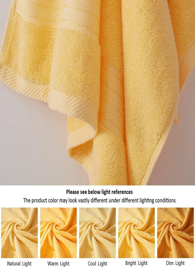 COZYART مناشف يد صفراء من كوزي آرت للحمام، 4 قطع، 13 × 30 بوصة، مصنوعة من القطن الخالص 100%، فائقة النعومة، عالية الامتصاص، متينة، 650 غرام/متر مربع للاستخدام اليومي - Image 3