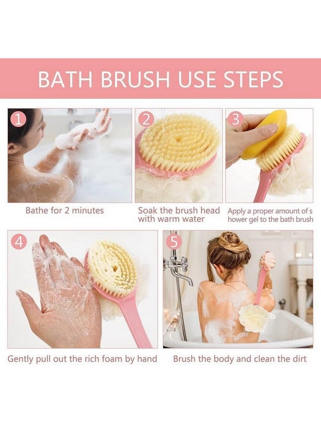 Zerolex 2 in 1 Shower Sponge with Handle, Back Scrubber, Exfoliating Brush, Set of 2 - Image 3