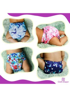 BEMBIKA Baby Pocket Cloth Diapers Without Inserts, Reusable Cloth Diapers Washable Fitted Diapers One Size Adjustable Reusable Nappy For Baby Girls And Boys (4 Combo) (No Inserts Included) 4K  - Image 4