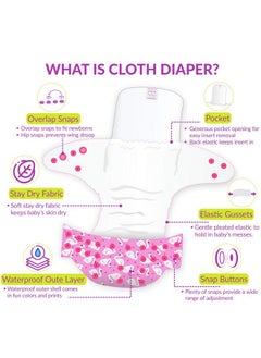 BEMBIKA Baby Pocket Cloth Diapers Without Inserts, Reusable Cloth Diapers Washable Fitted Diapers One Size Adjustable Reusable Nappy For Baby Girls And Boys (4 Combo) (No Inserts Included) 4K  - Image 5