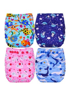 BEMBIKA Baby Pocket Cloth Diapers Without Inserts, Reusable Cloth Diapers Washable Fitted Diapers One Size Adjustable Reusable Nappy For Baby Girls And Boys (4 Combo) (No Inserts Included) 4K  - Image 1