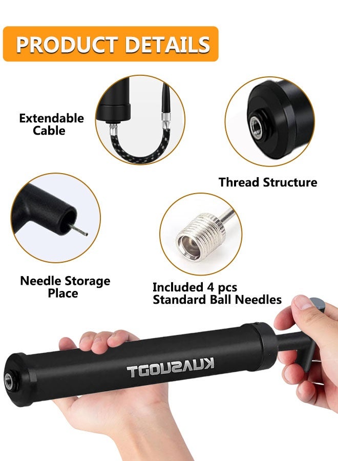 HOOTO Ball Pump for Sports Balls - Push & Pull Inflating System - Hand Pump for All Exercise Balls - Volleyball Pump, Basketball Inflator, Football & Soccer Ball Air Pump(Black) - Image 4