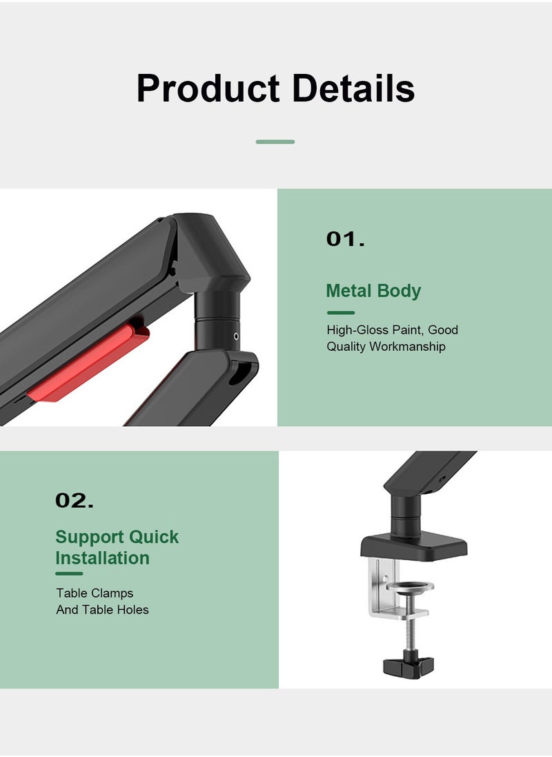 FlashHawk - Alloy Dual Monitor Stand,Gas Spring Monitor Arm Desk Mount Fully Adjustable fits 17-32 inch Monitors - Image 1