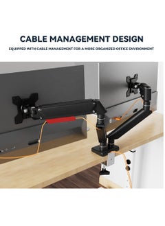 FlashHawk Alloy Dual Monitor Stand,Gas Spring Monitor Arm Desk Mount Fully Adjustable fits 17-32 inch Monitors  - Image 4