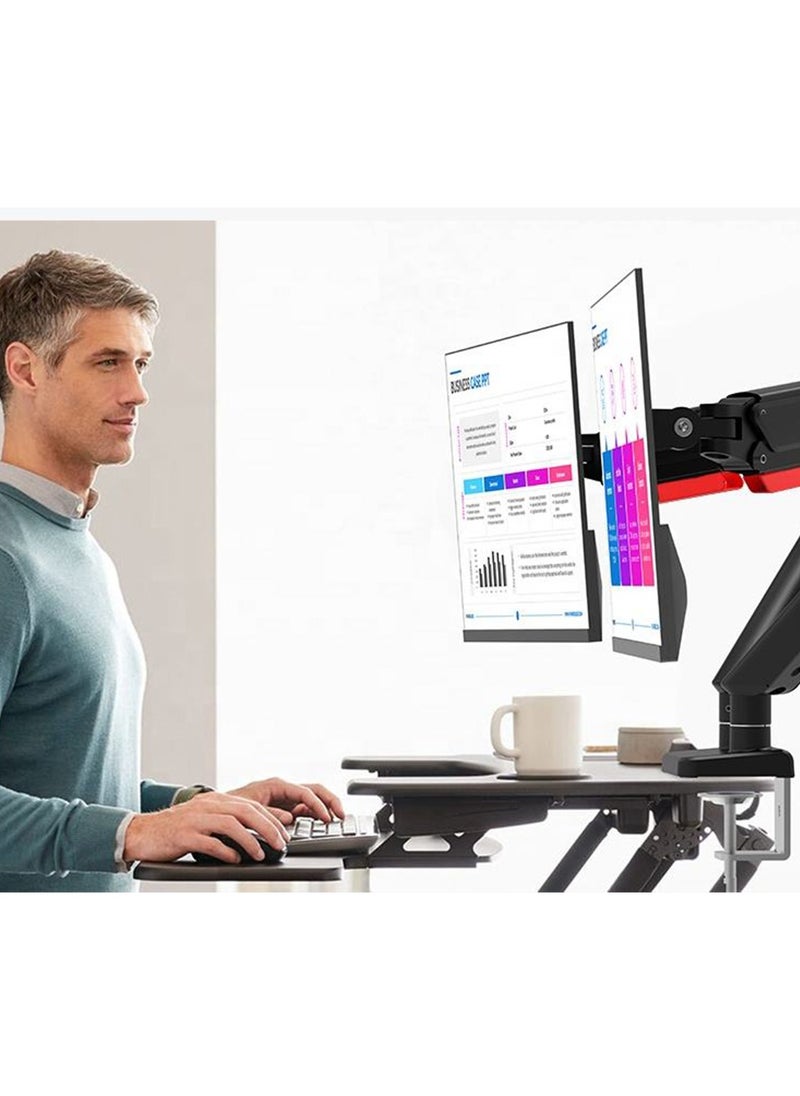 FlashHawk - Alloy Dual Monitor Stand,Gas Spring Monitor Arm Desk Mount Fully Adjustable fits 17-32 inch Monitors - Image 1